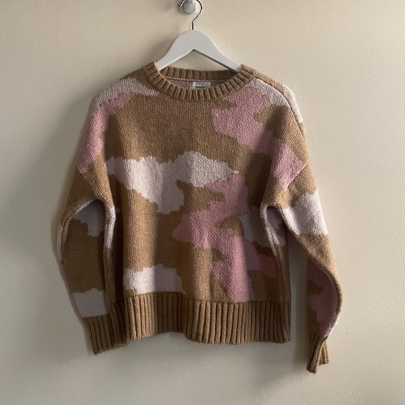 Only Cropped Camo Knitted Sweater Pink Neutral - Picture 1 of 6